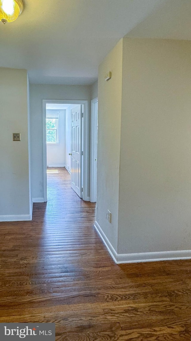 hall with dark hardwood / wood-style floors