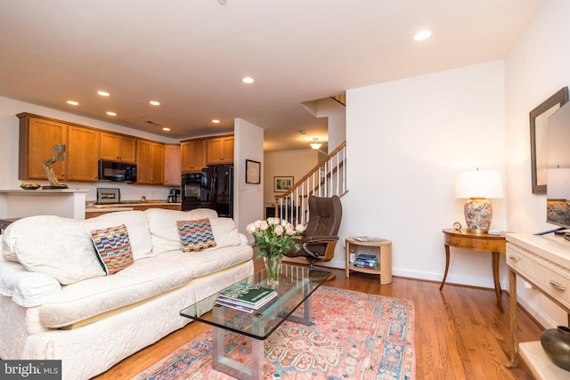 living room featuring light hardwood / wood-style flooring