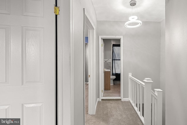 hallway with light carpet