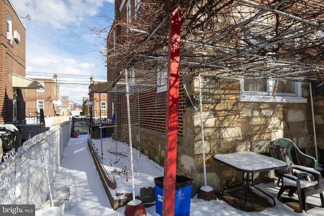 view of snow covered exterior