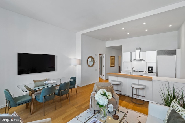 living room featuring light hardwood / wood-style floors