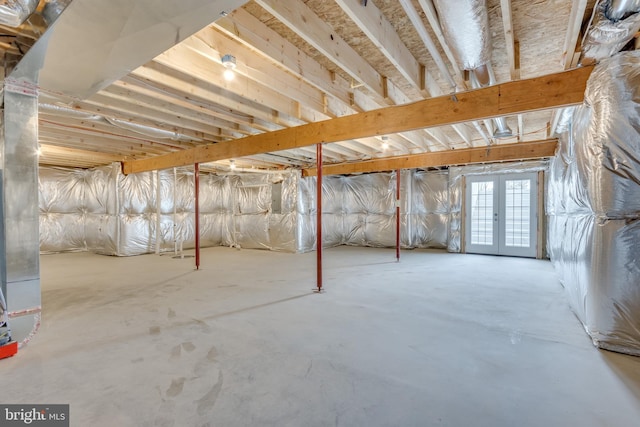 basement featuring french doors