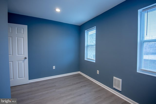 empty room featuring a wealth of natural light and light wood-type flooring