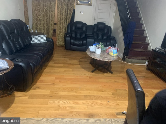 living room with light hardwood / wood-style floors