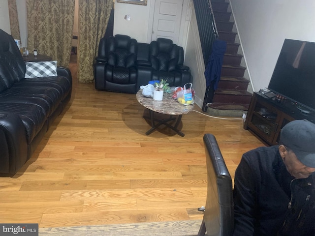 living room featuring light hardwood / wood-style flooring