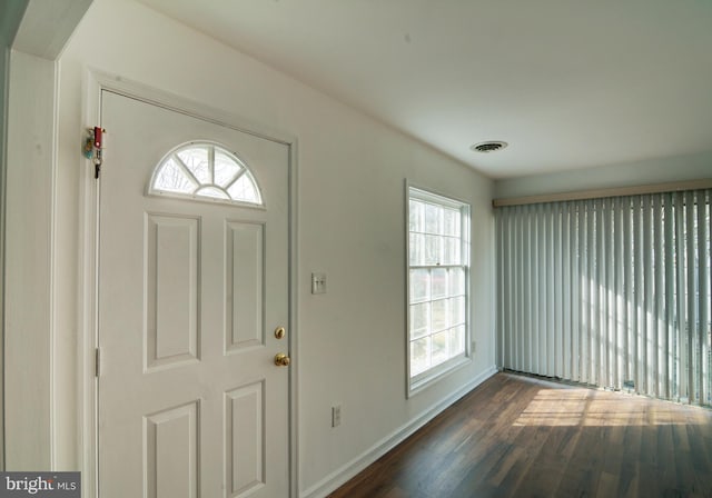 entrance foyer featuring dark hardwood / wood-style floors