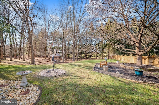 view of yard with a gazebo