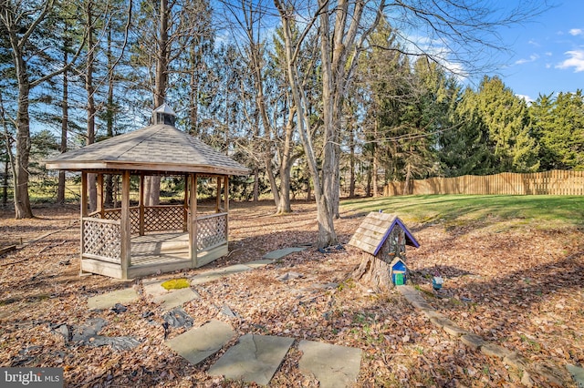 view of yard featuring a gazebo