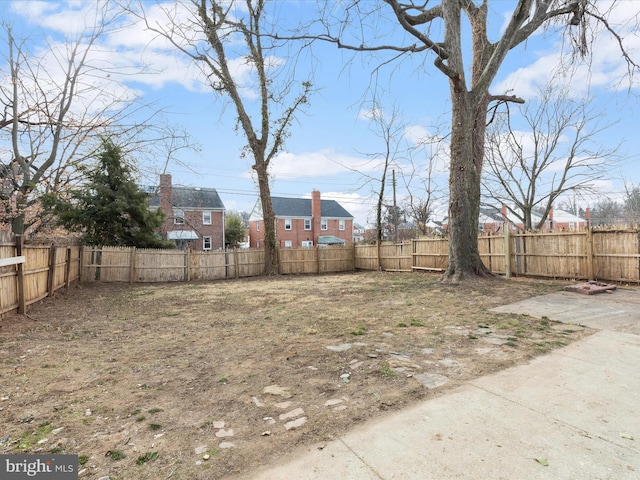 view of yard featuring a patio and a fenced backyard