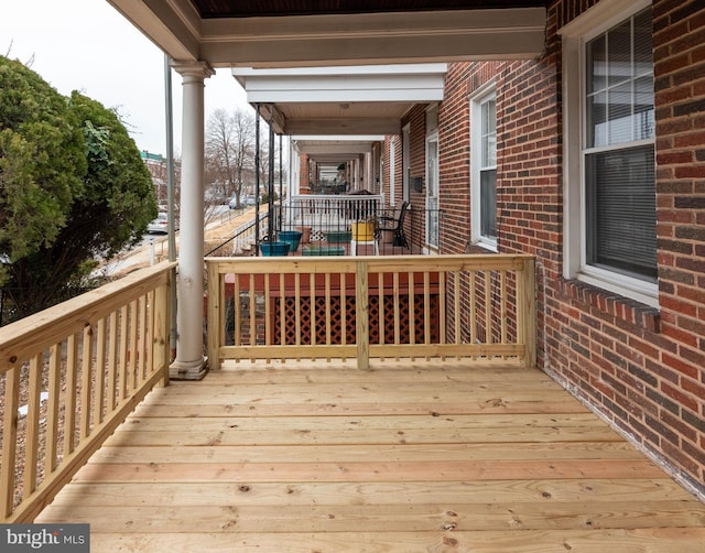 deck featuring covered porch