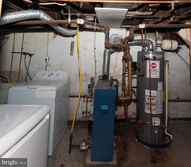 utility room featuring washer and clothes dryer and water heater