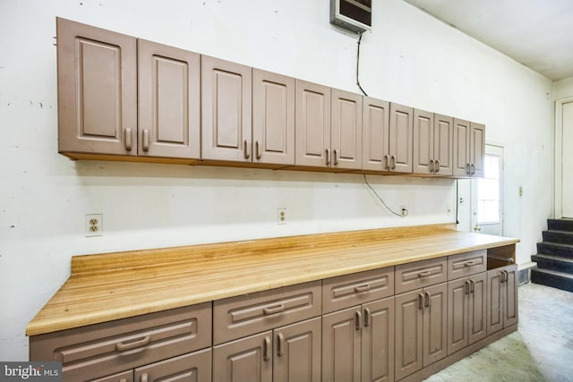 kitchen with butcher block counters