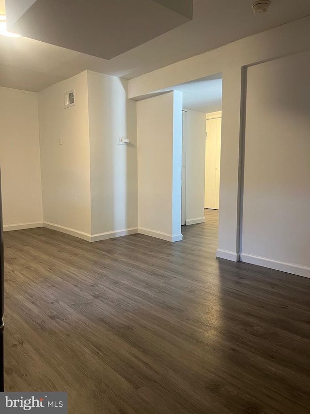 spare room featuring dark hardwood / wood-style floors