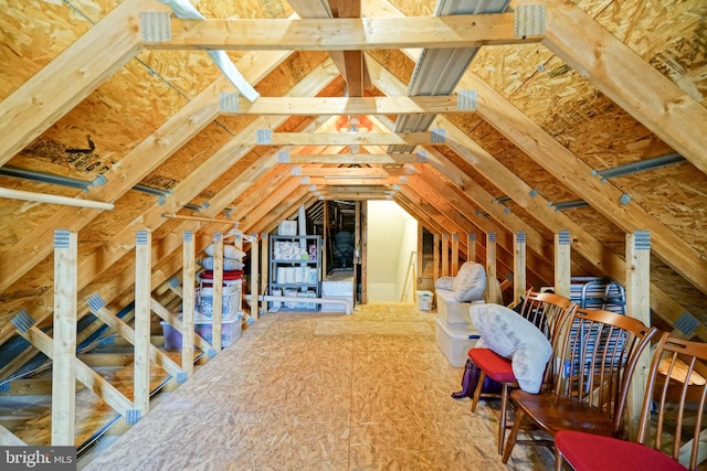 view of unfinished attic