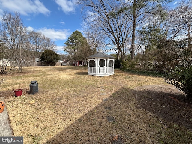 view of yard with a gazebo