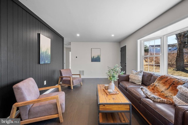 living room with hardwood / wood-style floors