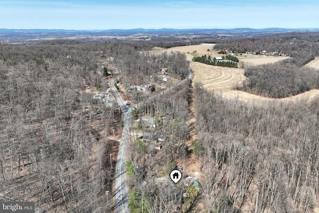 birds eye view of property featuring a mountain view