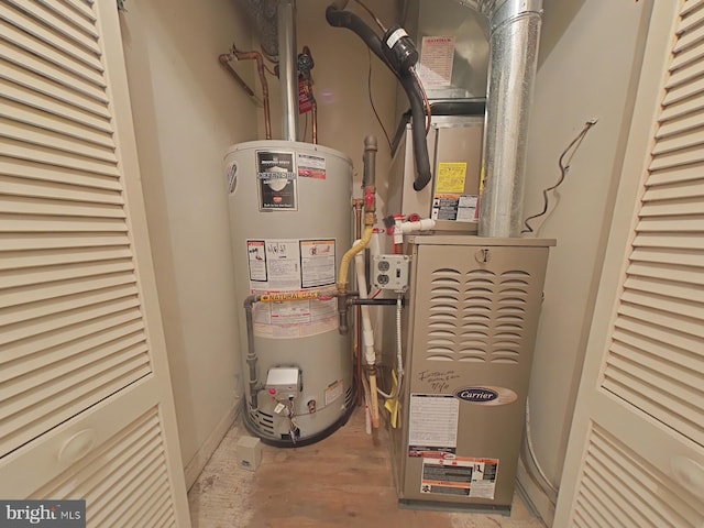 utilities with gas water heater and heating unit