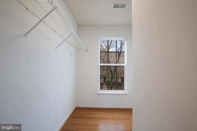 walk in closet featuring wood-type flooring