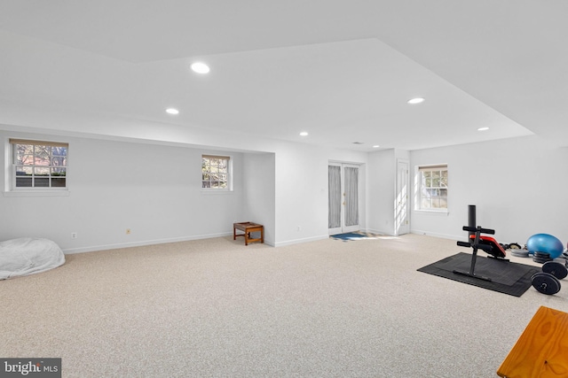 workout room with carpet floors