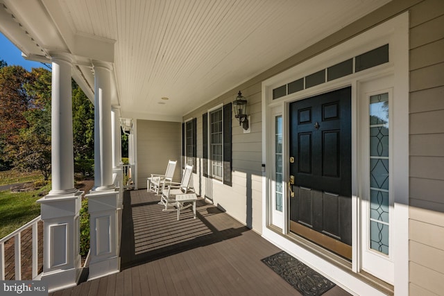 deck featuring a porch