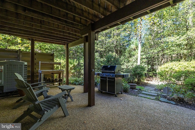 view of patio featuring grilling area and central air condition unit