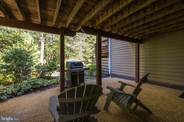 view of patio with a grill