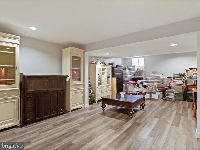 interior space with light hardwood / wood-style floors