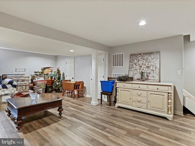 living room featuring light hardwood / wood-style flooring