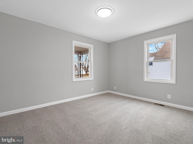 empty room featuring plenty of natural light and carpet