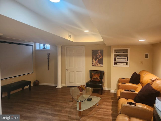 living room featuring dark hardwood / wood-style floors