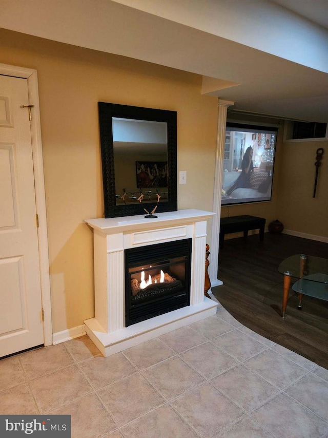 view of tiled living room