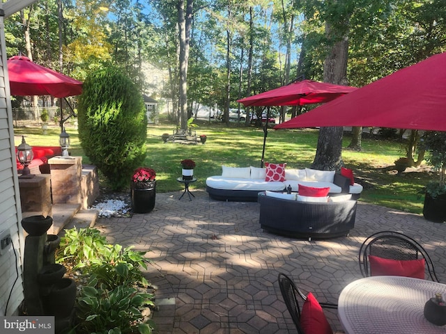 view of patio with an outdoor living space