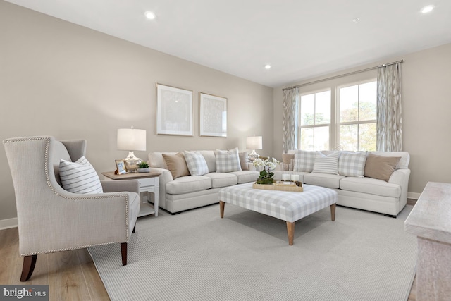 living room featuring light hardwood / wood-style flooring