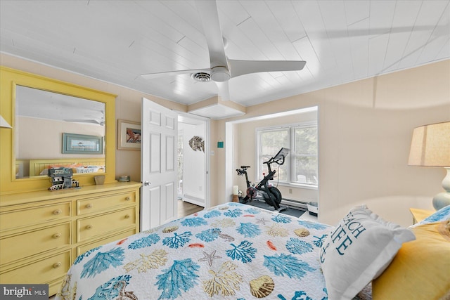 bedroom featuring ceiling fan