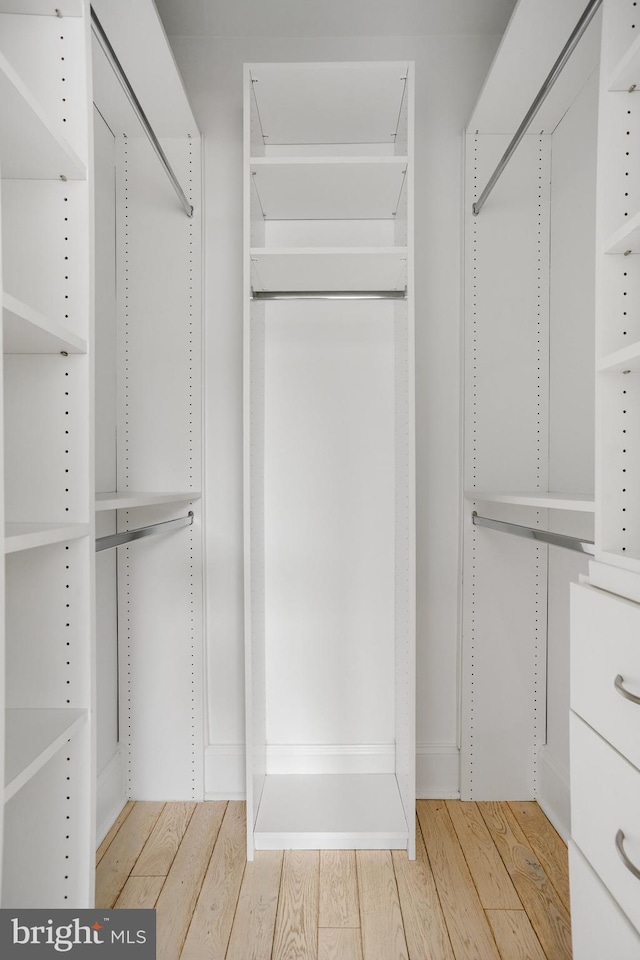 walk in closet featuring light wood-type flooring