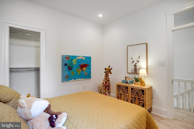 bedroom featuring light hardwood / wood-style floors