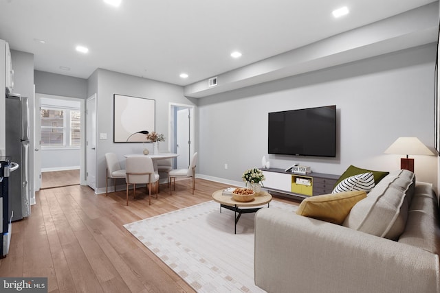 living room featuring light wood-type flooring