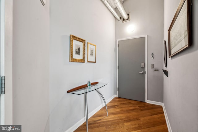 entryway with wood-type flooring