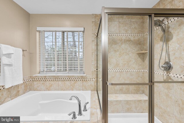 bathroom with plus walk in shower