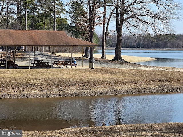 dock area featuring a water view