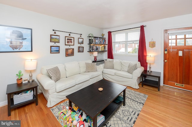 living room with light wood-type flooring