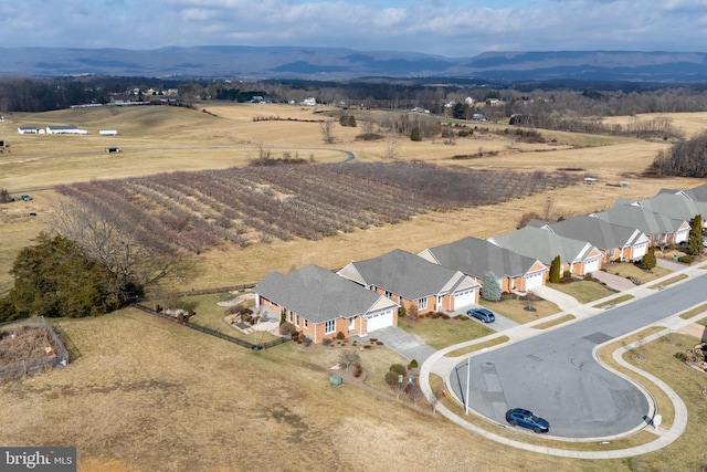 aerial view with a mountain view