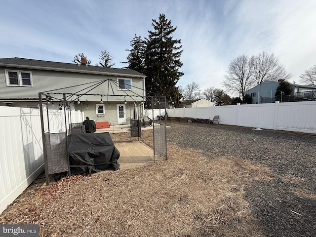 view of yard featuring a patio and a gazebo