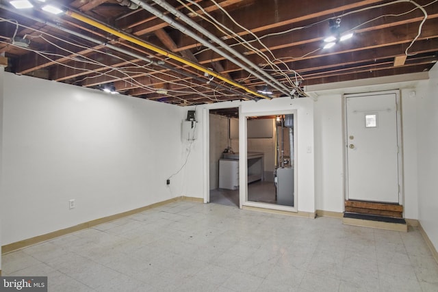 basement featuring washer / dryer