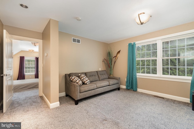 living room with light carpet