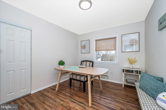 office featuring dark wood-style floors and baseboards