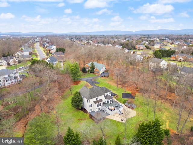 birds eye view of property with a mountain view