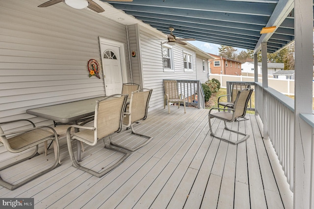 deck featuring ceiling fan