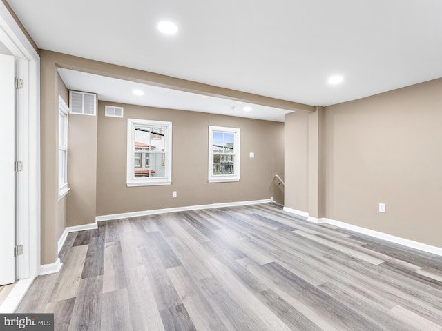 interior space with light hardwood / wood-style floors